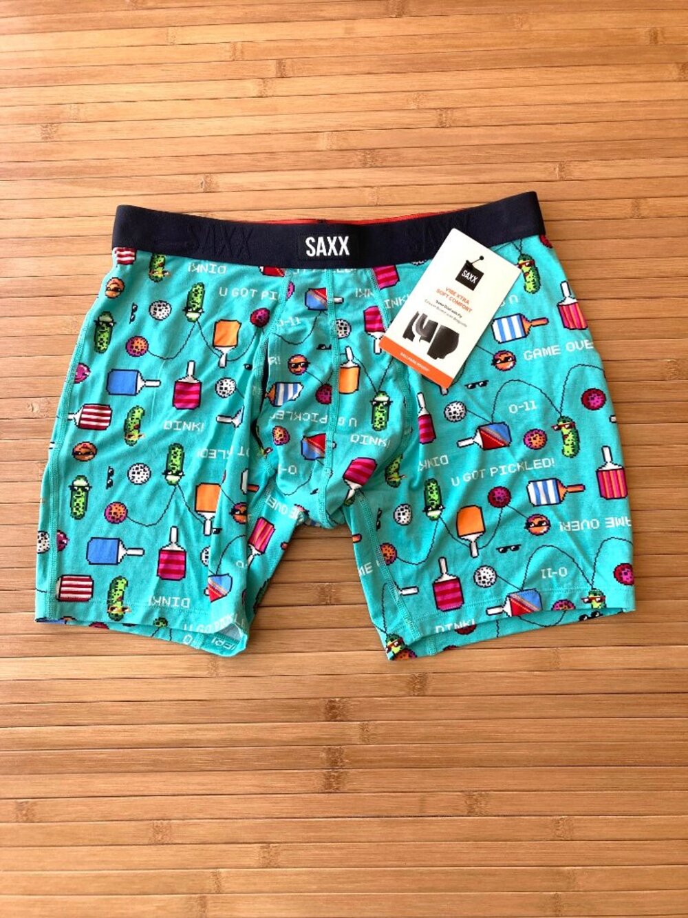 SAXX Vibe Xtra Soft Comfort Boxer Brief Mens Medium M Pixel Ball Surf Blue NWT